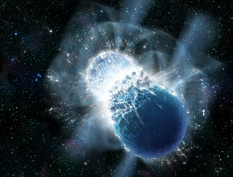 rtwork depicting the moment of collision between two neutron stars. The resulting explosion is… quite large. Credit: Dana Berry, SkyWorks Digital, Inc.