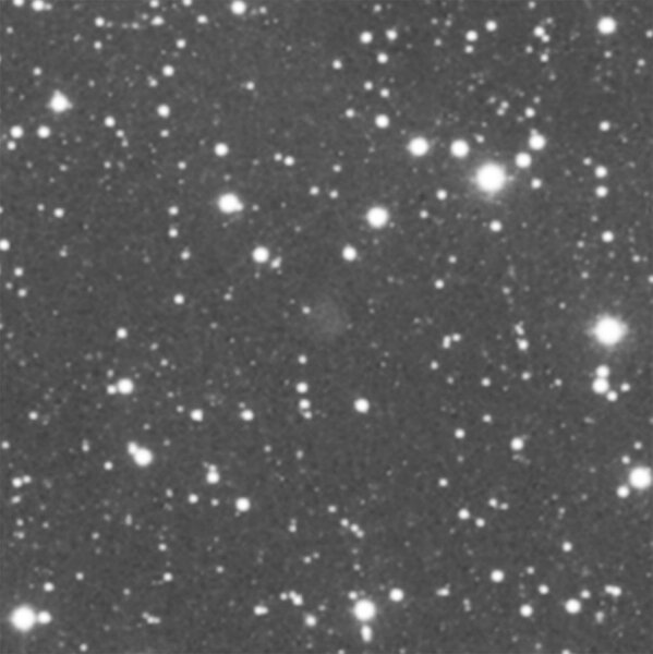 The discovery image of the faint galaxy Donatiello I, taken using a small telescope. Credit: Giuseppe Donatiello / Martínez-Delgado et al.