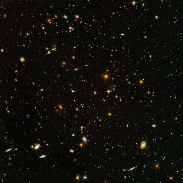 The Hubble Ultra Deep Field, a small section of the sky Hubble observed for 11 days straight, finding over 10,000 galaxies. Credit: NASA, ESA, and S. Beckwith (STScI) and the HUDF Team