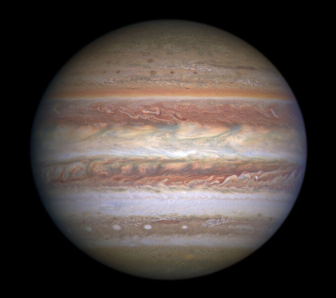 Jupiter in visible light, as seen by Hubble on 19 May, 2017. Credit: NASA, ESA, M.H. Wong (UC Berkeley)