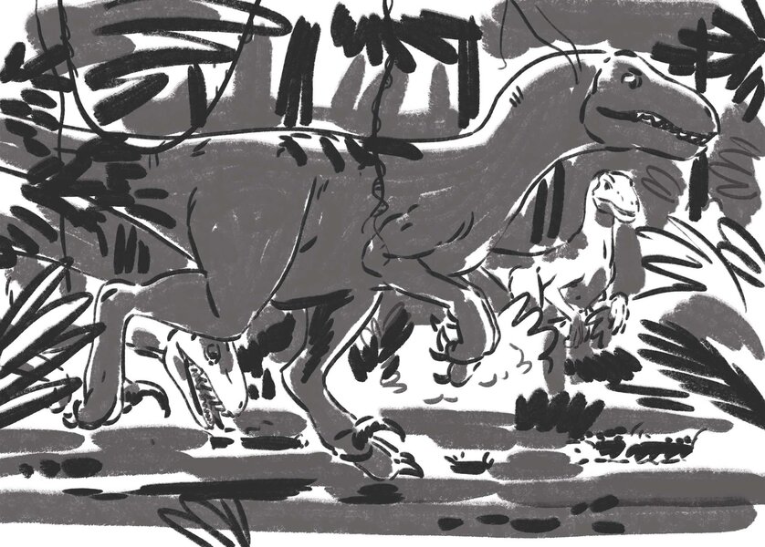 Jurassic Park Folio Society raptor sketch