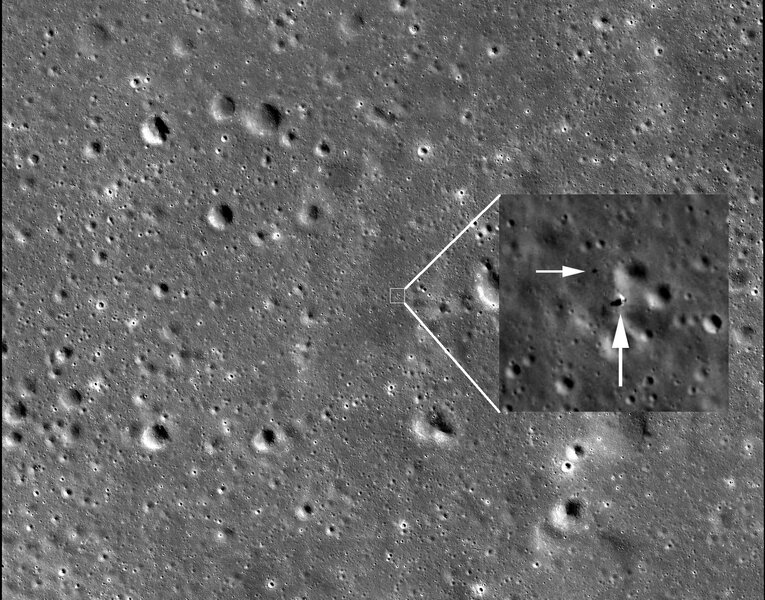 Context image showing the Chinese lander and rover Chang’e-4 and Yutu-2 on the lunar surface. Credit: NASA/GSFC/Arizona State University
