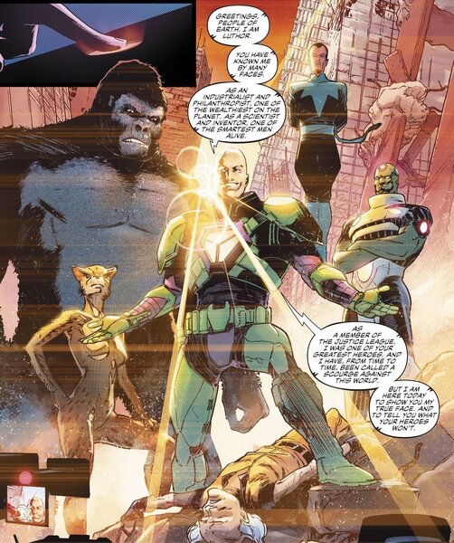 lLex delivers his offer to the world (Justice League #25 by Scott Snyder, Art by Jorge Jimenez)