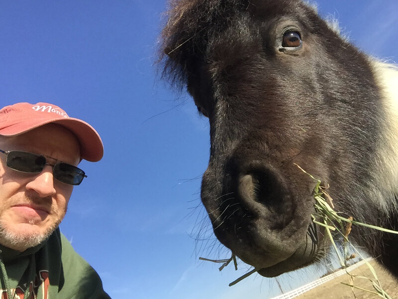 Your host and the littlest equine, Tiny Elvis. Credit: Phil Plait