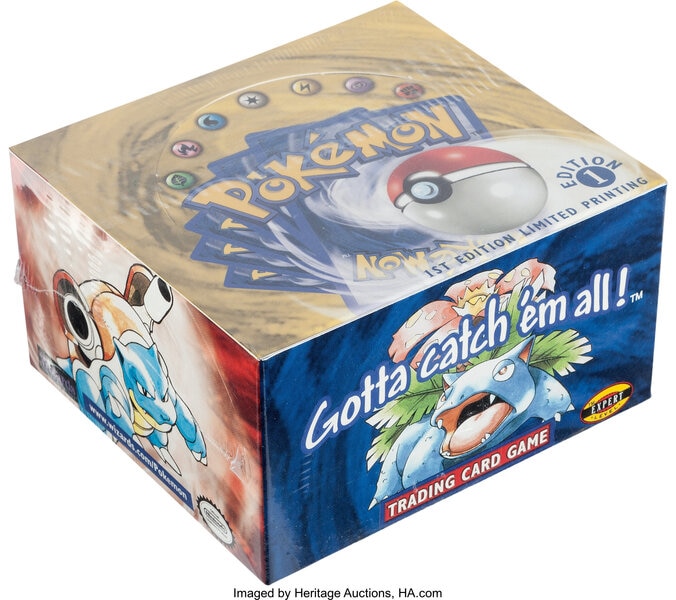 Pokemon First Edition Base Set Sealed Booster Box via Heritage Auctions