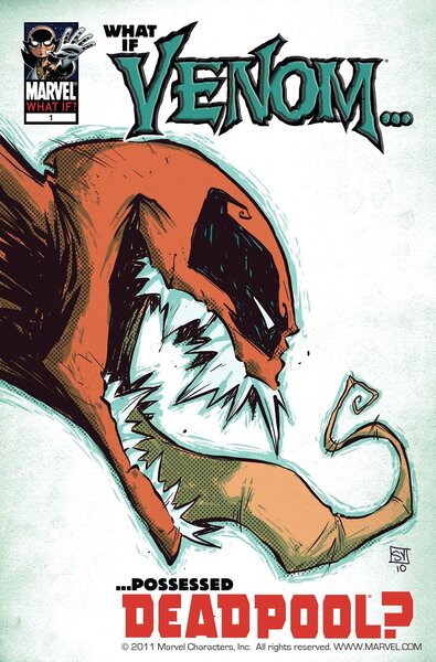 What If Venom Possessed Deadpool (Cover by Skottie Young)
