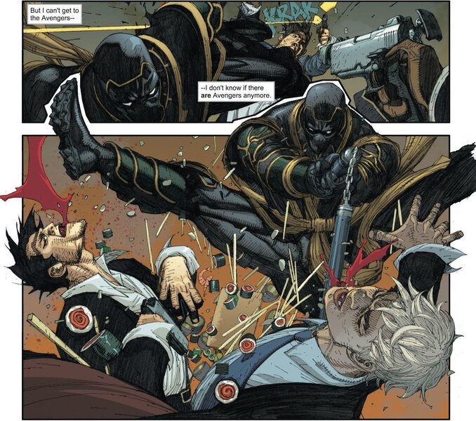 Ronin in action in New Avengers #27 (Written by Brian Michael Bendis, Art by Leinel Yu)