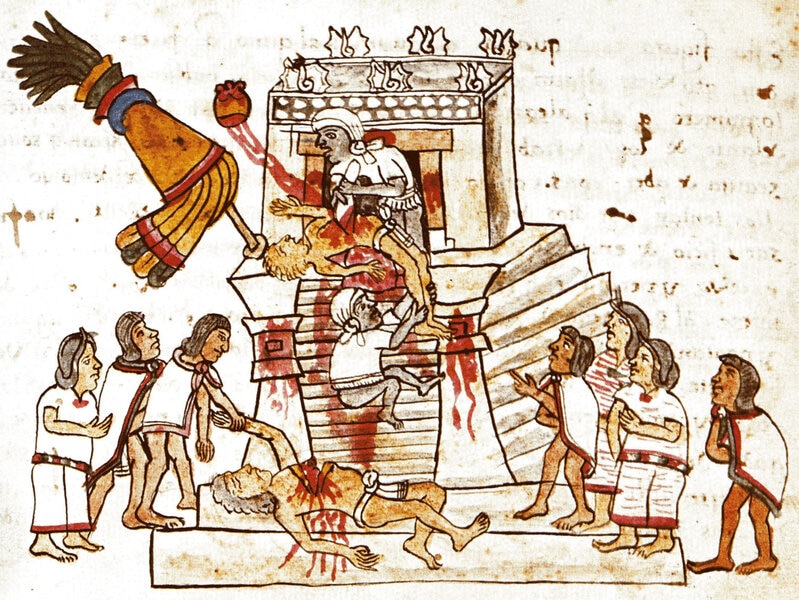 actual Aztec heart sacrifice imagery