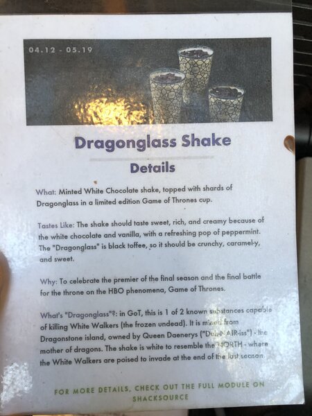 Shake Shack Menu- Dragonglass Shake