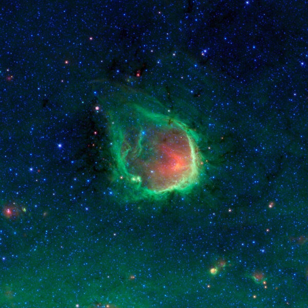 The huge shell of gas and dust that make up RCW 120, seen here in the far infrared by the Spitzer Space Telescope. Credit: NASA/JPL-Caltech/GLIMPSE-MIPSGAL Teams