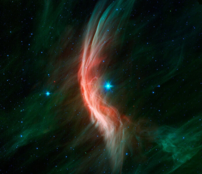 The massive star Zeta Oph making waves. Credit: NASA/JPL-Caltech