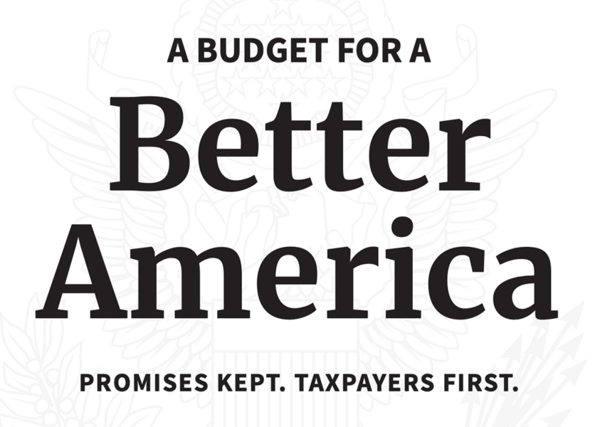This is the title page of the White House Presidential Budget Request for FY2020. “Promises kept” is not exactly accurate. Credit: The White House