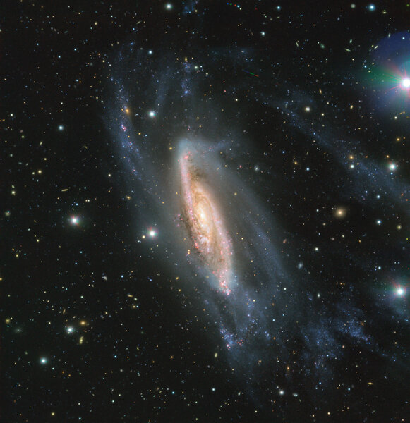 The spiral galaxy NGC 3981, with its messy arms, taken using the ESO Very Large Telescope. Credit: ESO