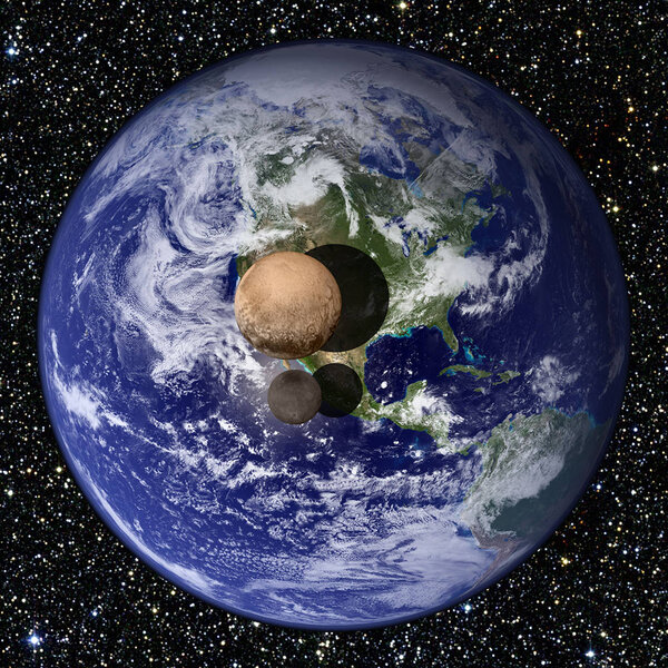 Earth and Pluto to scale