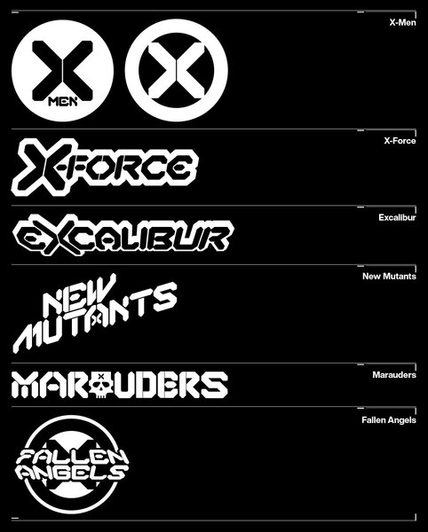 The new logo design for the various upcoming X-Men books by Tom Muller [Credit: Tom Muller)