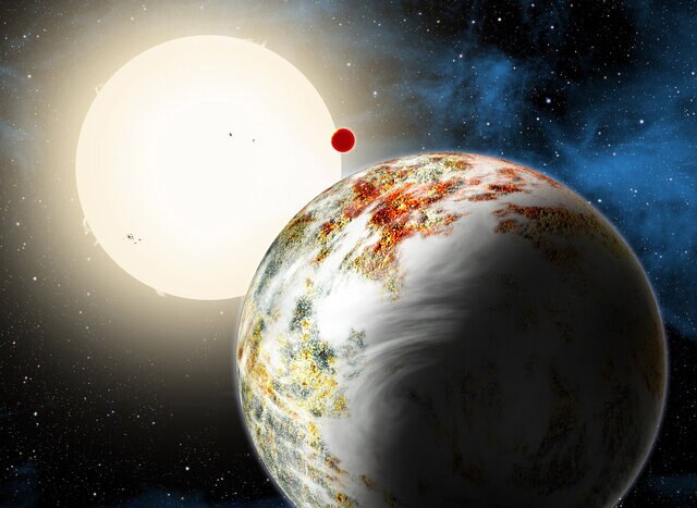 Artwork depicting the exoplanet Kepler-10c