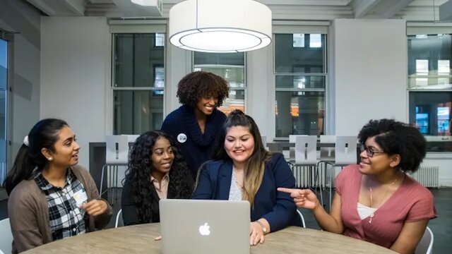Girls Who Code CEO Tarika Barrett With Students