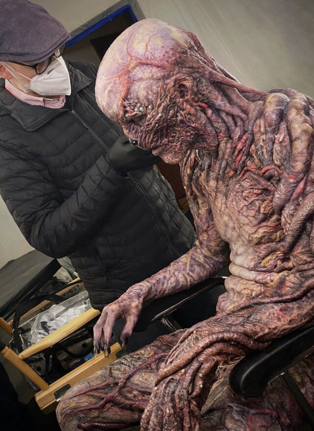 Barrie Gower Applying Vecna Makeup for Stranger Things Season 4.