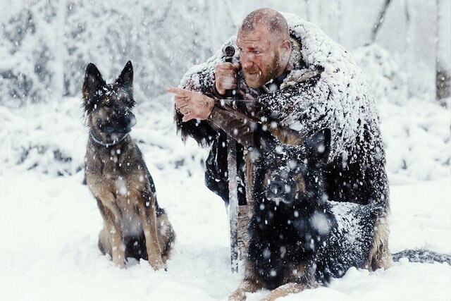 Viking with dog