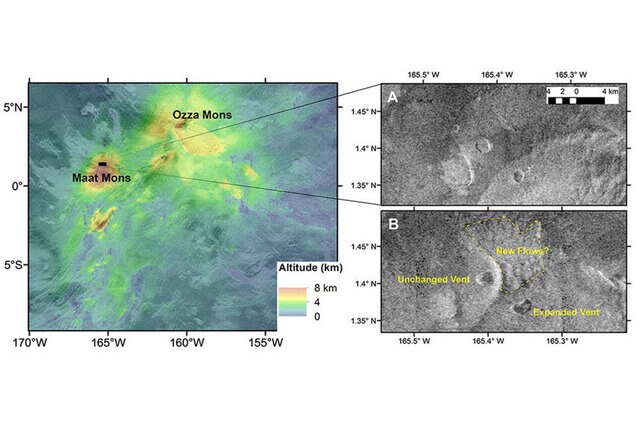 Before and after of Magellan observations of the expanded vent on Maat Mons