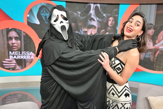 Ghostface and Melissa Barrera at Despierta America morning show.