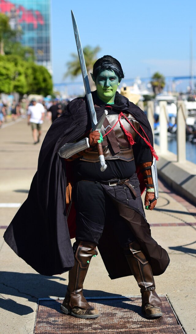 A cosplayer dresses as Fjord from Critical Role on Day 2 of SDCC 2023