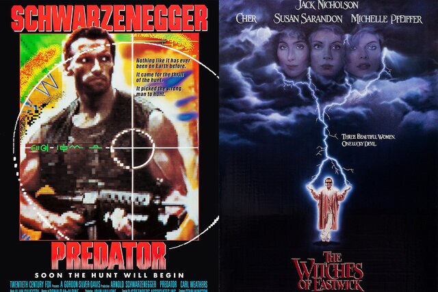 Posters for Predator (1987)  and The Witches Of Eastwick (1987)