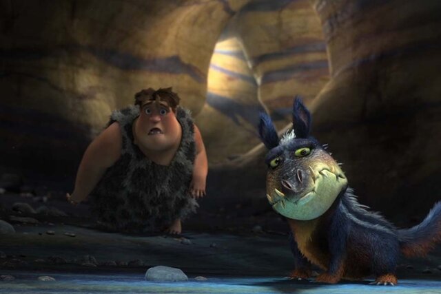 Thunk and Douglas the Crocopup look around in The Croods (2013)