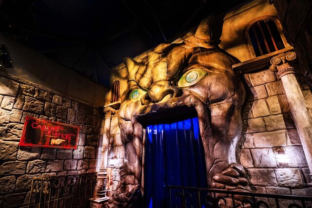 The entrance to Universal Monsters Unmasked at Halloween Horror Nights at Universal Studios Hollywood