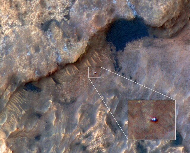 The HiRISE camera on the Mars Reconnaissance Orbiter took this amazing image of the Curiosity rover on the surface of Mars on May 31, 2019. Credit: NASA/JPL-Caltech