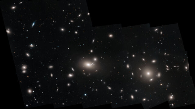 The inner part of the massive Coma galaxy cluster, where thousands of galaxies swarm. Credit: NASA, ESA, J. Mack (STScI), and J. Madrid (Australian Telescope National Facility)