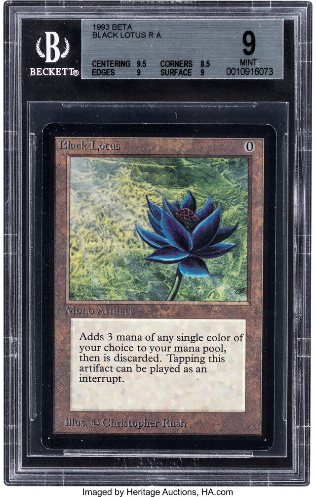 Magic The Gathering Beta Edition Black Lotus via Heritage Auctions