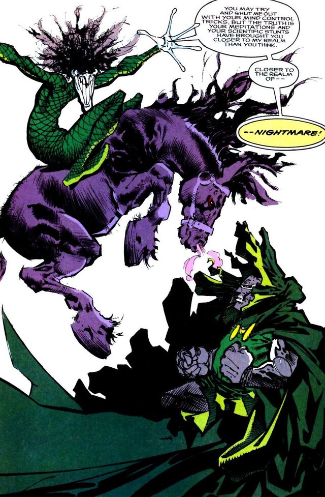 Nightmare vs. Dr. Doom in Marvel Comics Presents #100 by Sam Kieth and Howard Mackie.