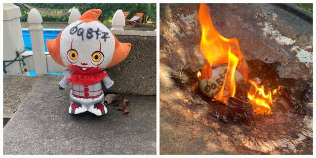 Pennywise doll burned
