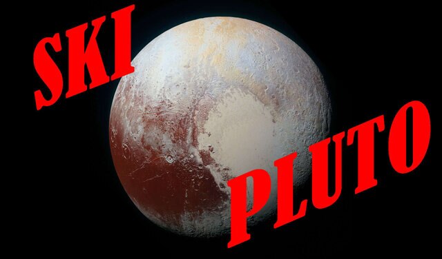 A color-enhanced mosaic of Pluto made from New Horizons images when it passed the icy world in 2015. Maybe I should make this a bumper sticker. Credit: NASA / JHUAPL / SwRI
