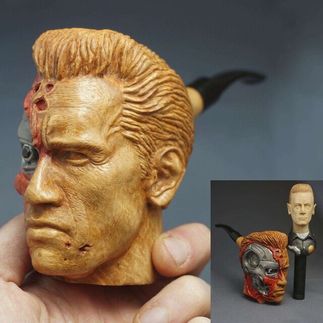 Carved pipe of Terminator Arnold Schwarzenegger