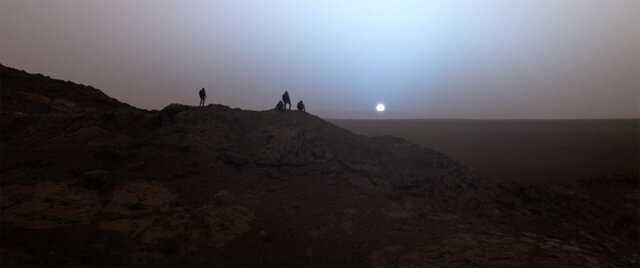 Astronauts watching the sunrise on Mars, from the video “Wanderers”. Credit: Erik Wernquist