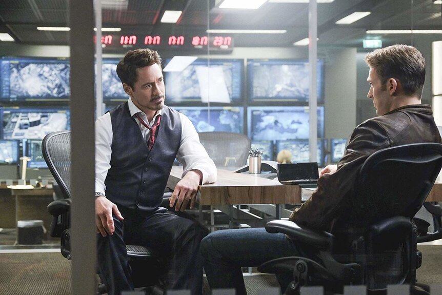 Tony Stark and Steve Rogers in Captain America: Civil War