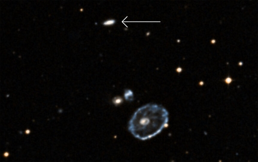 The galaxy that collided with a larger spiral to create the Cartwheel Galaxy