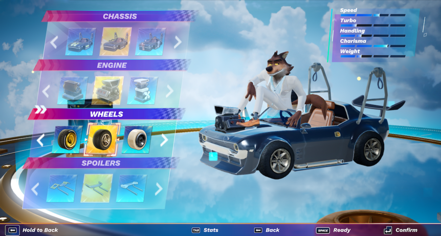 Kart customizer screen from Dreamworks All-Star Kart Racing game
