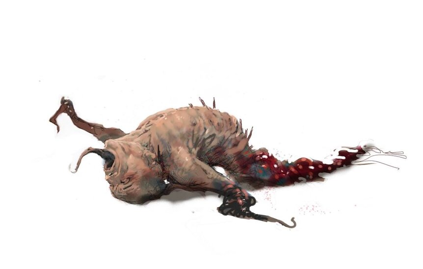 Concept art for a Scuttler character in The Thing 2 video game