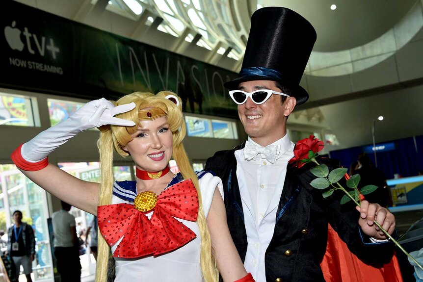 Sailor Moon and Tuxedo Mask cosplayers at SDCC 2023 Day 3