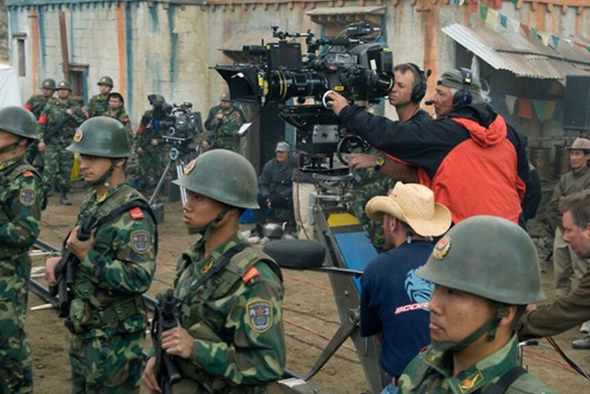 Dean Semier filming an army behind the scenes of 2012 (2009)