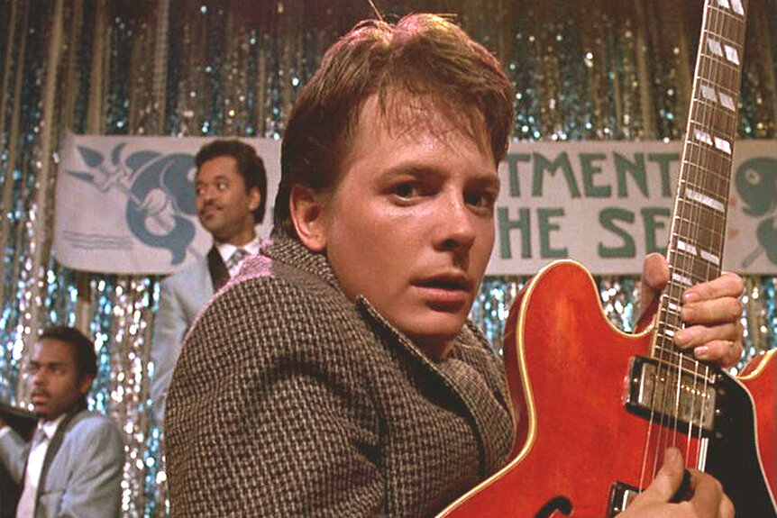 Michael J. Fox plays guitar in Back To The Future (1985)