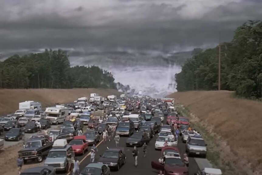 A still image of a flood in Deep Impact (1998)