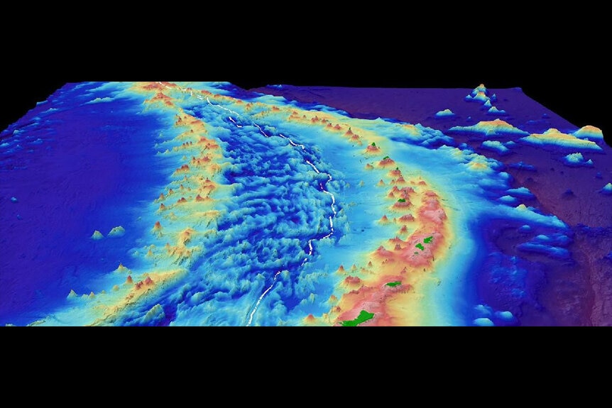 A map of the seafloor surrounding the Mariana Trench