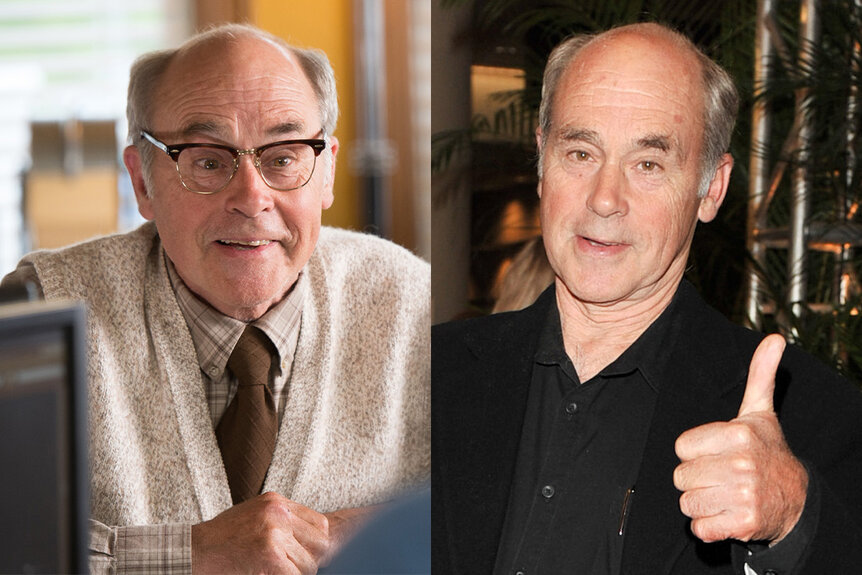 A split featuring John Dunsworth as Dave Teagues in Haven Season 3 and John Dunsworth in 2011.