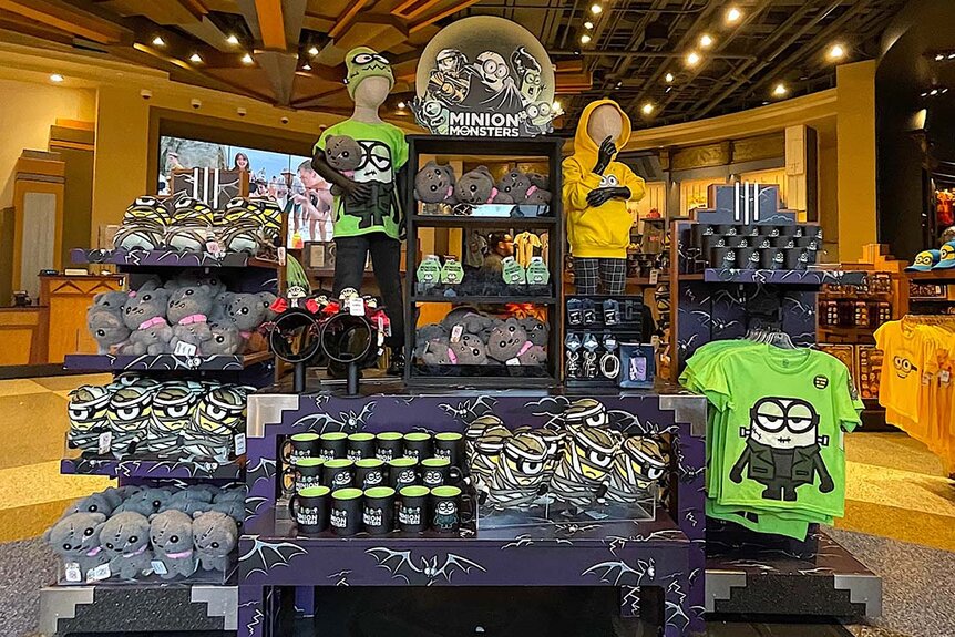 A Minion Monsters merch display at Halloween Horror Nights 2023 at Universal Studios Hollywood.
