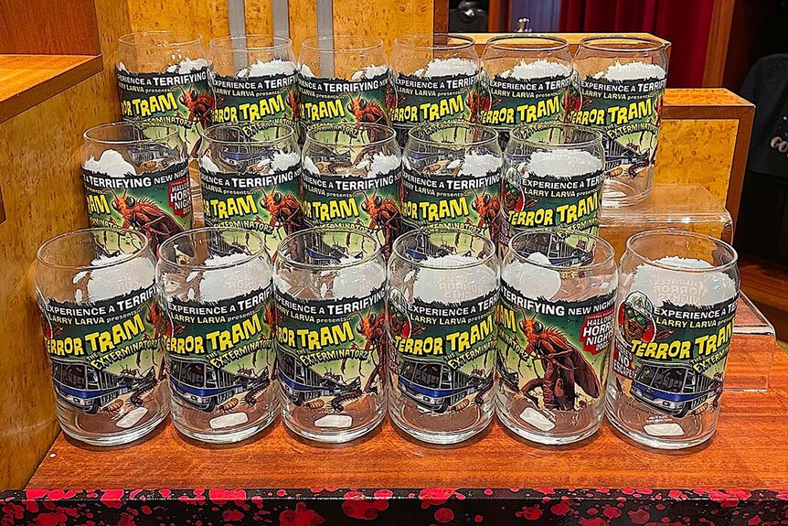 Terror Tram cups at Halloween Horror Nights 2023 at Universal Studios Hollywood.