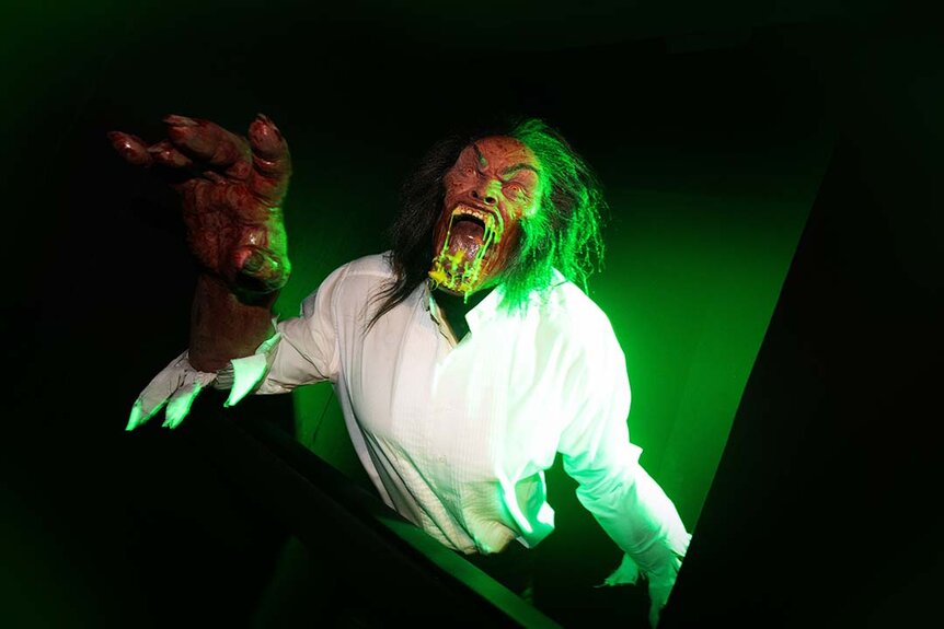 A werewolf at Universal Monsters Unmasked at Halloween Horror Nights at Universal Studios Hollywood